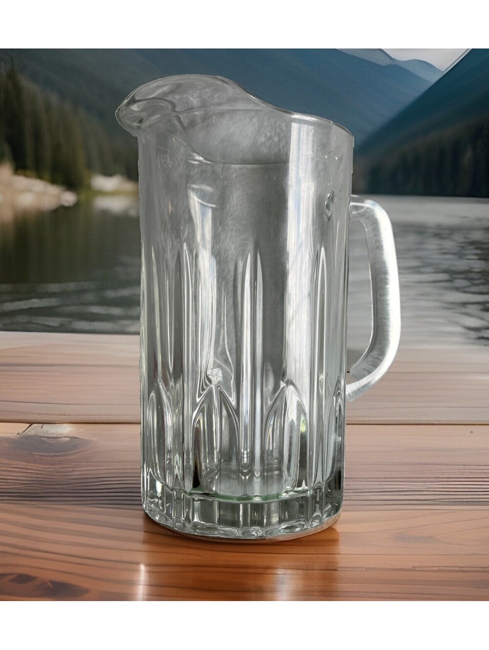 HEAVY ITALIAN CRYSTAL PITCHER! Panel / Arched Design "Italy" Stamp Bormioli